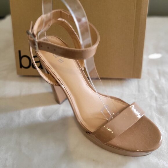 Bar III Womens Camel Patent Leather Strappy Platform Block Heel Sandals US 9.5M - Picture 5 of 8